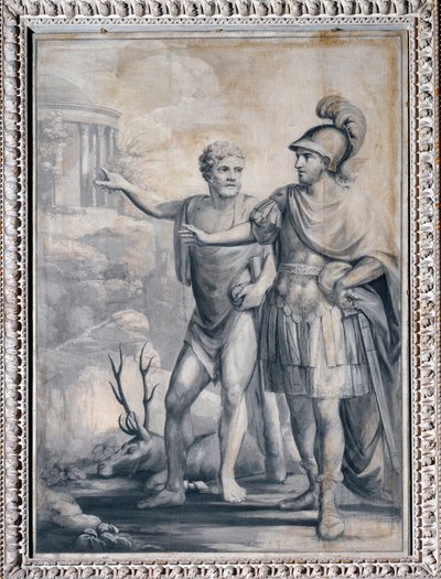 Az erény megmutatja a hősnek a dicsőség templomát (monokróm rajz alkotó: Giuseppe Bacigalupo