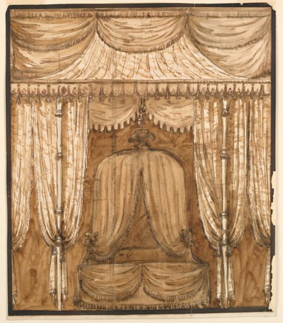 Rajz, Egy ágyfülke emeletrajza, 1790 körül. alkotó: Giuseppe Barberi