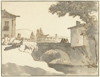 Falukép Alcobaçában, Portugáliában alkotó: Giuseppe Bernardino Bison (possibly)
