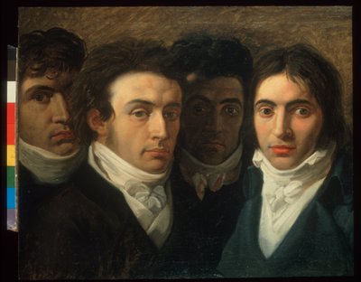 Önarckép Felice Bellottival, Gaetano Cattaneóval és Carlo Portával alkotó: Giuseppe Bossi