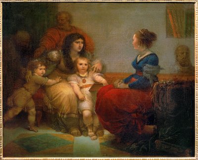 Cornelie, mere des Gracques - Cornelia, a Gracchiak anyja fiaival, Tiberiusszal és Gaiusszal, valamint lányával, Semproniával ... alkotó: Giuseppe Cades