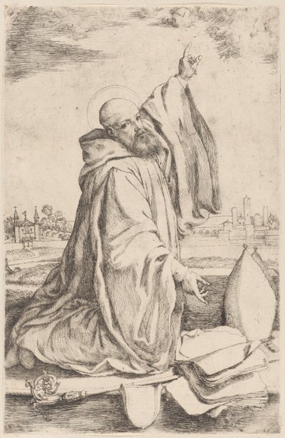 A bencés rend szent püspöke..., 1620-30. alkotó: Giuseppe Caletti