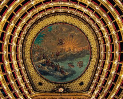 Giuseppe Cammarano (1766-1850), Teatro San Carlo (Szent Károly Királyi Színház), Nápoly, Campania, Olaszország által festett mennyezet alkotó: Giuseppe Cammarano