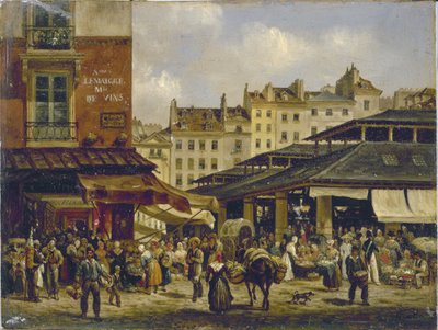 Les Halles és Rue de la Tonnellerie, 1828 körül (olaj, vászon) alkotó: Giuseppe Canella