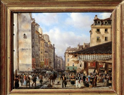 Les Halles és a rue de la Tonnellerie 1828-ban: Párizs kilátása a 19. században. Giuseppe Canella (1788-1847) festménye alkotó: Giuseppe Canella