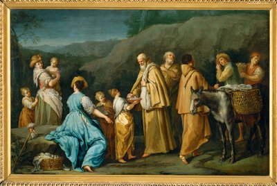 Religieux queteurs a qui une jeune fille donne des oefs - Mendicant friars to whom a little girl offers eggs ... alkotó: Giuseppe Gambarini