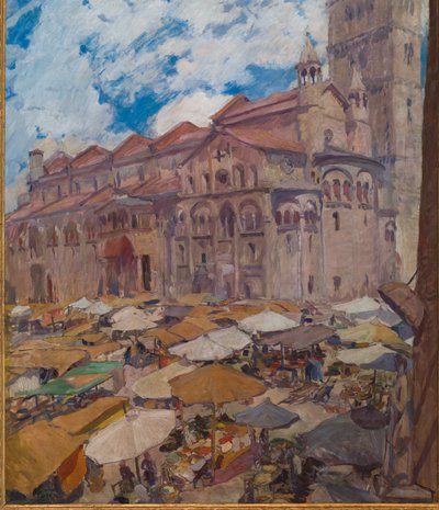 Grande tér Modenában (olajfestmény, vászon) alkotó: Giuseppe Graziosi