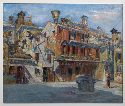 Színház tere, Velence (olaj, vászon) alkotó: Giuseppe Graziosi