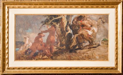A fürdőzők és a kentaur (olaj rétegelt lemezre) alkotó: Giuseppe Graziosi