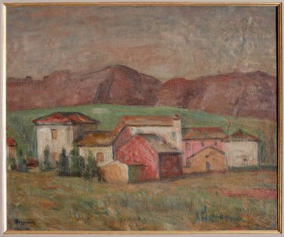 Falu a hegyek lábánál (olaj, vászon) alkotó: Giuseppe Graziosi
