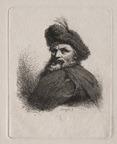 Szőrme sapkás férfi mellszobra alkotó: Giuseppe Longhi