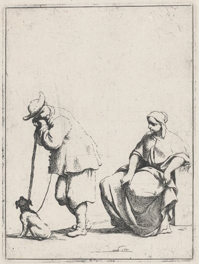 Álló paraszt kutyával és ülő nővel alkotó: Giuseppe Maria Crespi