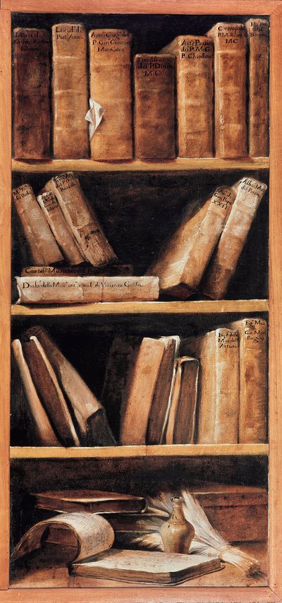 Csendélet könyvtár zenei könyvekkel. Giuseppe Maria Crespi dit lo Spagnolo (a spanyol) festménye (1665-1747) 1715 Bologna, Zenei Konzervatórium alkotó: Giuseppe Maria Crespi