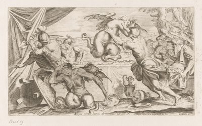 Aeneas és társai harcolnak a hárpiákkal Arpijae celebri lapsu de montibus adsunt (cím a tárgyon) Aeneas vándorlásai (sorozat címe) L