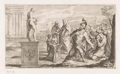Aeneas felajánlja Apollónak Coelicolus király megöl egy bikát a tengerparton (cím a tárgyon) Omzwervingen van Aeneas (sorozat címe) L