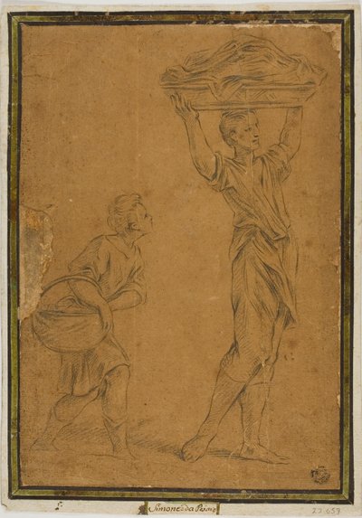 Két fiú kosarakat cipel alkotó: Giuseppe Maria Mitelli
