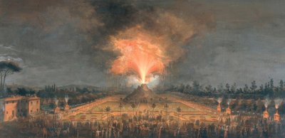 Éjszakai fesztivál tűzokádó vulkánnal a firenzei Cascine-ban III. Ferdinánd nagyherceg tiszteletére alkotó: Giuseppe Maria Terreni