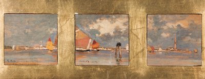 Triptyque with Lagoon (olaj rétegelt lemezre) alkotó: Giuseppe Miti Zanetti