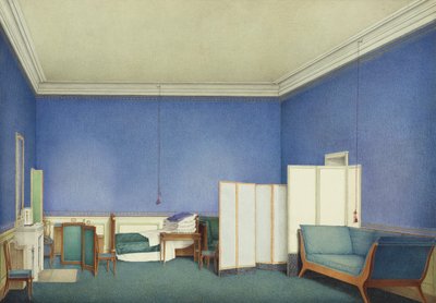 Adam Albert von Neipperg gróf tábornok hálószobája, a pármai Marie Louise második férje, Giuseppe Naudin (1792-1872) akvarellje alkotó: Giuseppe Naudin