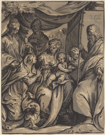 A Szűz és a Gyermek a szentekkel alkotó: Giuseppe Nicolo Vicentino, after Camillo Boccaccino