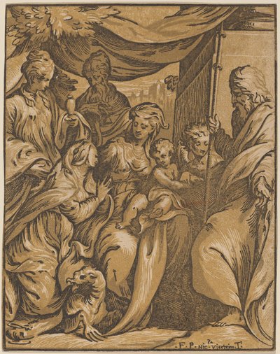 A Szűz és a Gyermek a szentekkel alkotó: Giuseppe Nicolo Vicentino, after Camillo Boccaccino