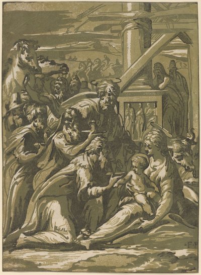 A mágusok imádása alkotó: Giuseppe Nicolo Vicentino, after Parmigianino