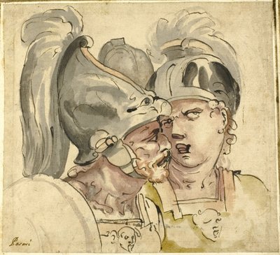Két sisakos katona beszélget alkotó: Giuseppe Passeri