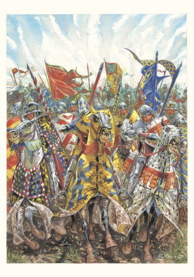 A francia lovagok támadása az azincourt-i csatában (1415. október 25.) alkotó: Giuseppe Rava