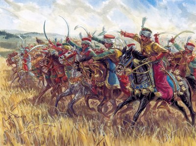 Első birodalom: Napóleon I. Napóleon mamlúk lovasságának támadása - Első birodalom: I. Napóleon mamlúk lovasságának támadása - Illusztráció: Giuseppe Rava alkotó: Giuseppe Rava
