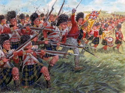 Első birodalom: A skót gyalogság támadása a waterloo-i csatában alkotó: Giuseppe Rava