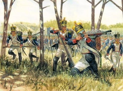 Első birodalom: Voltigeurs - Első birodalom: francia csetepaté voltigeurs - Illusztráció: Giuseppe Rava alkotó: Giuseppe Rava