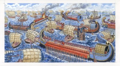 Gnaeus Pompeius Magnus csatában legyőzi a ciliciai kalózokat. alkotó: Giuseppe Rava