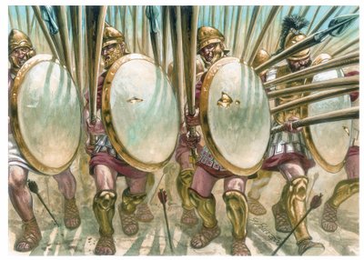 Macedón Királyság: a macedón falanszterek töltése - A macedón falanszterek töltése - Illusztráció: Giuseppe Rava alkotó: Giuseppe Rava