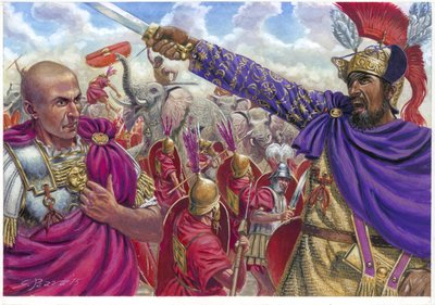 Scipio Africanus és Hannibál - Illusztráció: Giuseppe Rava alkotó: Giuseppe Rava