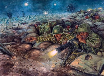 A Dien Bien Phu-i csata a francia hadsereg és a Viet Minh-hadsereg között. alkotó: Giuseppe Rava