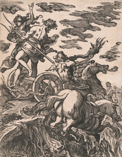 Perszephoné megerőszakolása Plútóval a jobb oldalon lóháton, 1590-1607. alkotó: Giuseppe Scolari