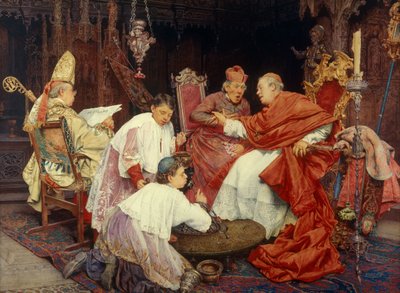 Bíborosok a belső térben alkotó: Giuseppe Signorini