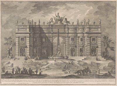 A Seconda Macchina az 1772-es Kínában: egy tér játékpiaccal és a Pantheon szökőkúttal alkotó: Giuseppe Vasi, after Giuseppe Palazzi, after Paolo Posi