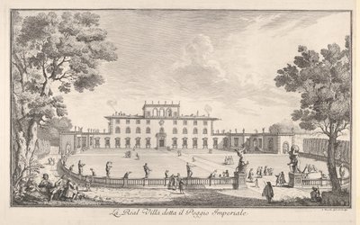 Az il Poggio Imperiale nevű királyi villa La Real Villa, il Poggio Imperiale, kilátás ..., 1744. alkotó: Giuseppe Zocchi