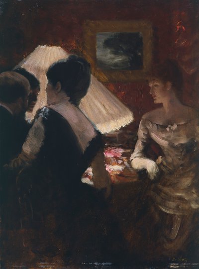 A lámpaernyő körül alkotó: Giuseppe or Joseph de Nittis