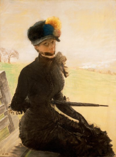 La femme aux pompoms (Nők pomponnal), 1879 körül (pasztell, vászon) alkotó: Giuseppe or Joseph de Nittis