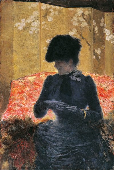 Nő a piros kanapén alkotó: Giuseppe or Joseph de Nittis