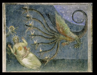 A napba és hétfejű sárkányba öltözött nő, 1360-70 alkotó: Giusto di Giovanni de Menabuoi