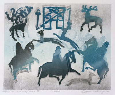 Pictish Hunting Scene III, 1995 (monotípia) alkotó: Gloria Wallington