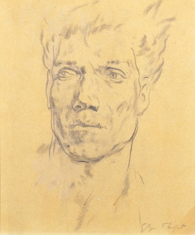 Férfifej, 1920 körül (szén, papír) alkotó: Glyn Warren Philpot