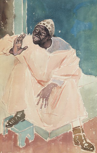 Ülő marokkói, 1936 (toll, tinta és WC papíron) alkotó: Glyn Warren Philpot
