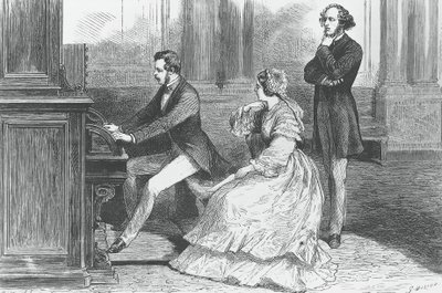 Albert szász herceg játszik Viktória királynő és Felix Mendelssohn Bartholdy (1809-1847) előtt, metszet alkotó: Godefroy Durand