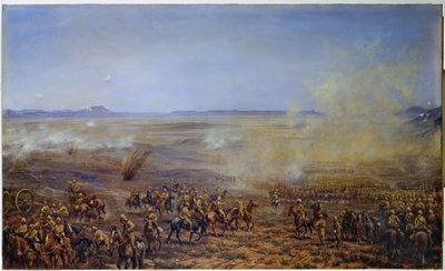 A francia lovasdandár előrenyomulása Kimberley felmentésére, 1900. február 13. alkotó: Godfrey Douglas Giles