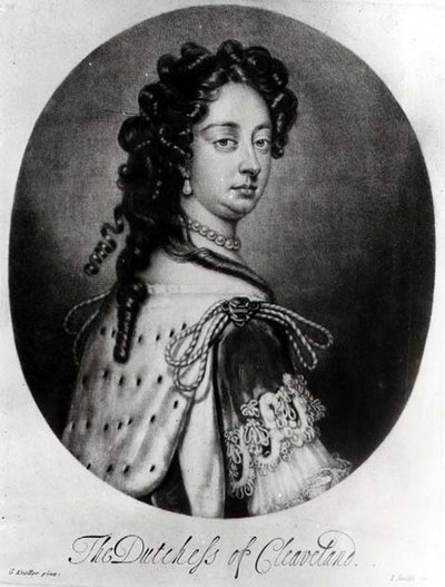 Barbara Villiers, Cleveland hercegnőjének (1641-1709) portréja, J. Smith metszete alkotó: Godfrey after Kneller