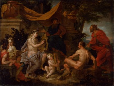 Apollo és Pán versenye, 1690 körül. alkotó: Godfried Maes